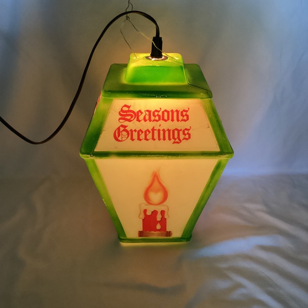 Vtg Empire 1973 Christmas Blow Mold Coach Lantern Seasons Greetings Works READ